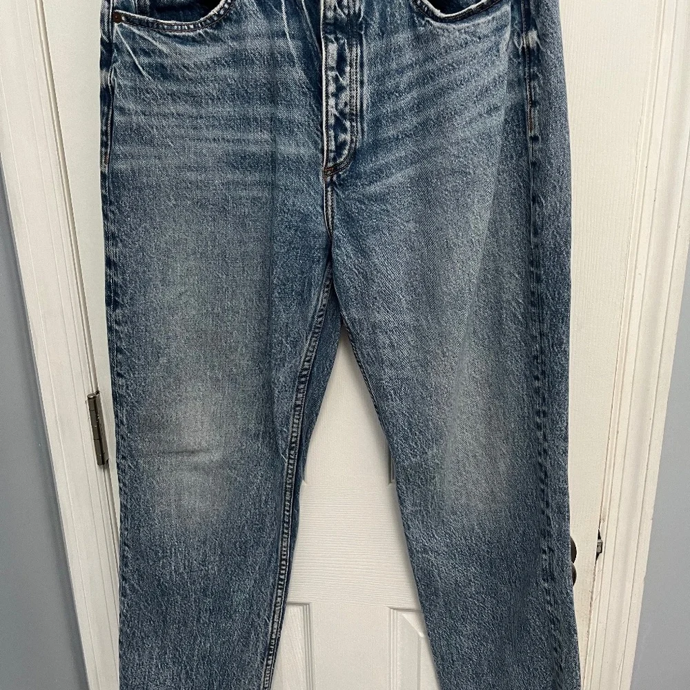 Rag & Bone Alex Jeans Womens 30 Blue High Rise Straight Denim Button Fly Raw Hem - Picture 1 of 12